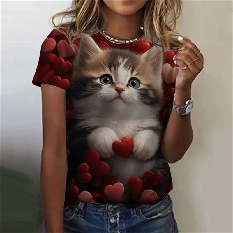 Fashion Street Cat - Camiseta con estampado 3D de gato