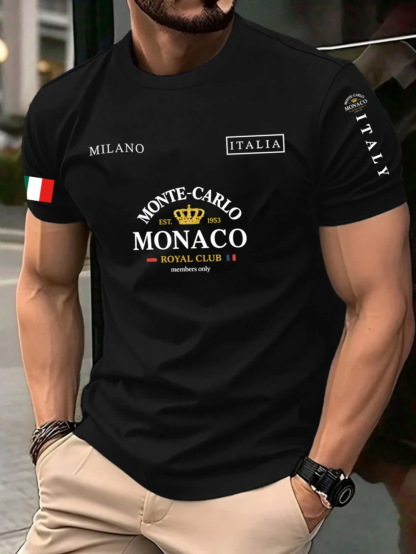 Street Fashion Monaco - Camiseta de Verano para Hombre con