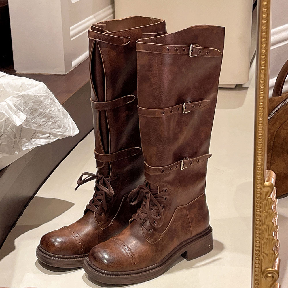 Street Fashion Vintage - Botas hasta la rodilla para Mujer,
