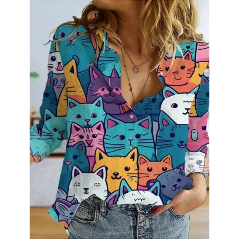Fashion Street Cat - Ropa de otoño para mujer, camisa