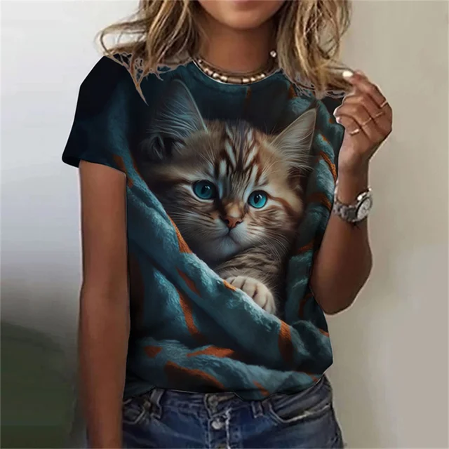 Camiseta con estampado 3D de g - Fashion Street Cat reseña y precio