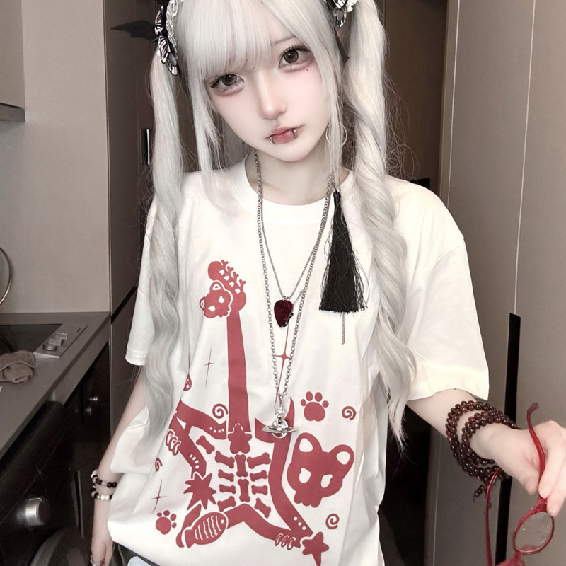 Camiseta de algodón de manga c - Fashion Street Cat reseña y precio