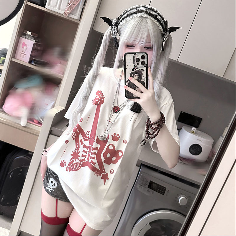 Camiseta de algodón de manga c - Fashion Street Cat reseña y precio